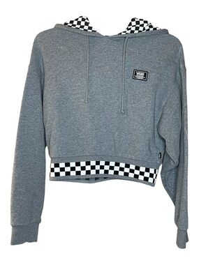 Vans Boom Boom 66 Black & White Checker Trim Gray Hoodie Sz M